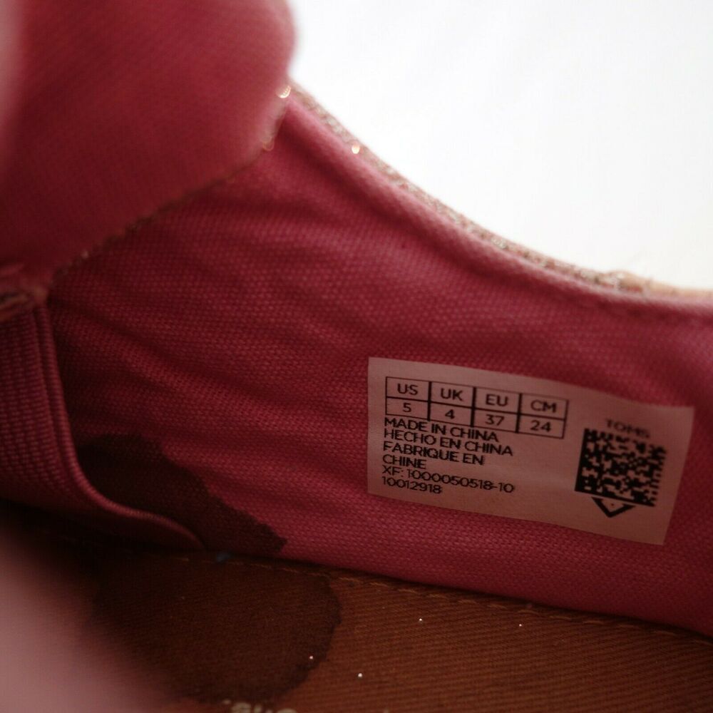 TOMS Pink Sparkle Lenny Lace Up Shoe Sneaker Youth Size 5 - Picture 5 of 7